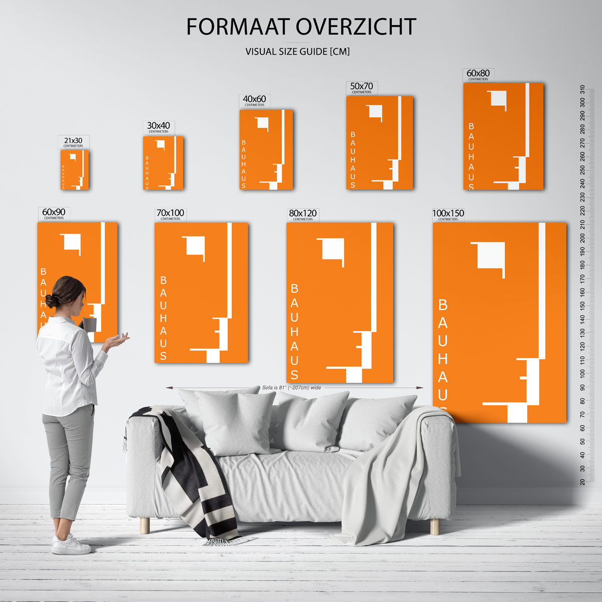 Oranje en wit Poster