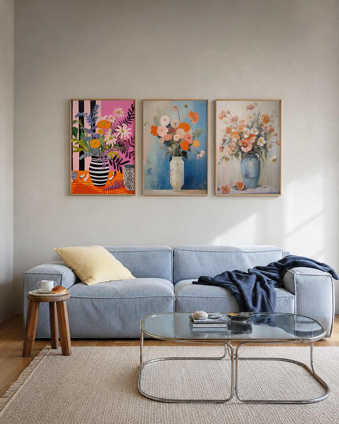 Bloemrijke strepen Posterset