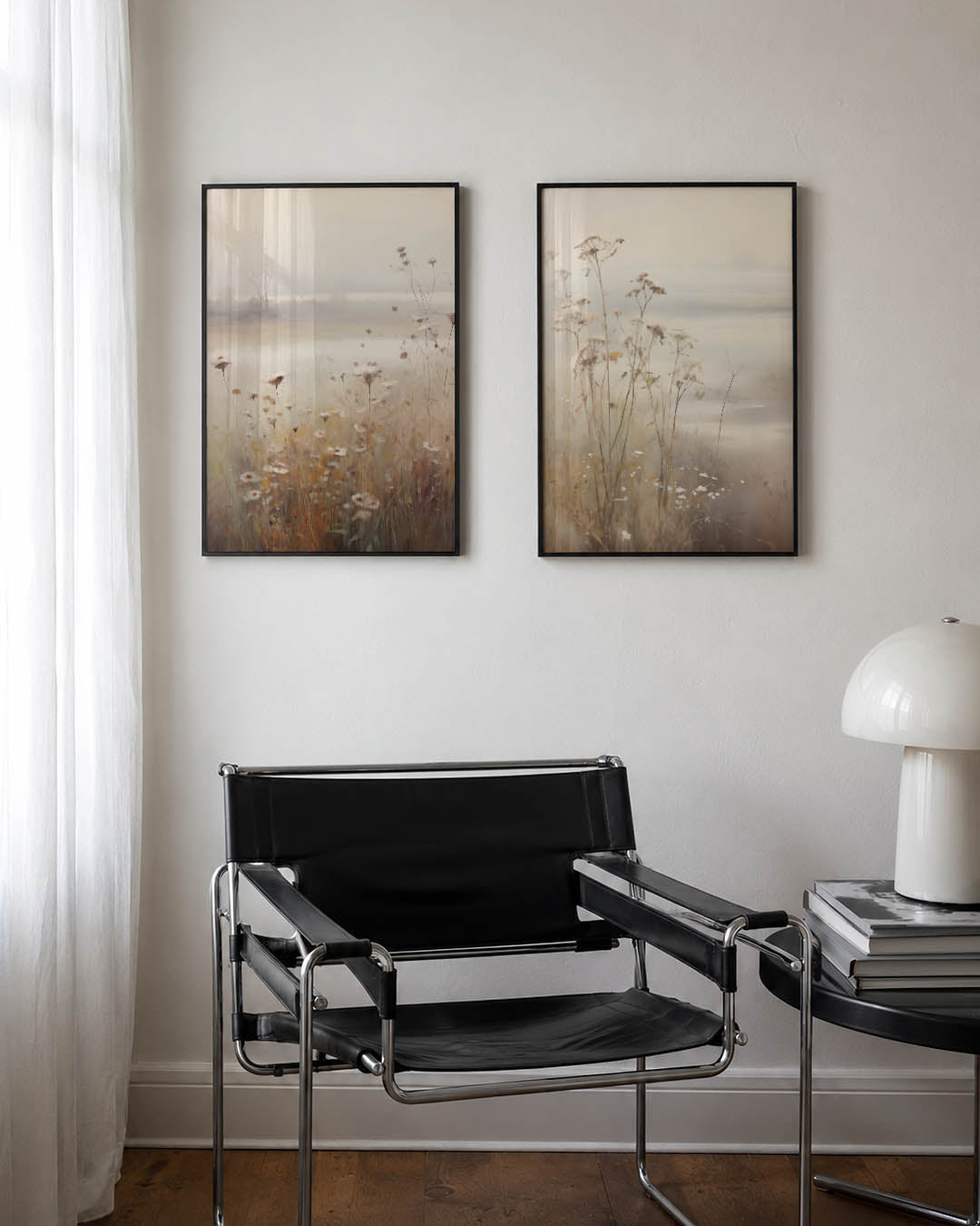 Mistige bloemenweide Posterset