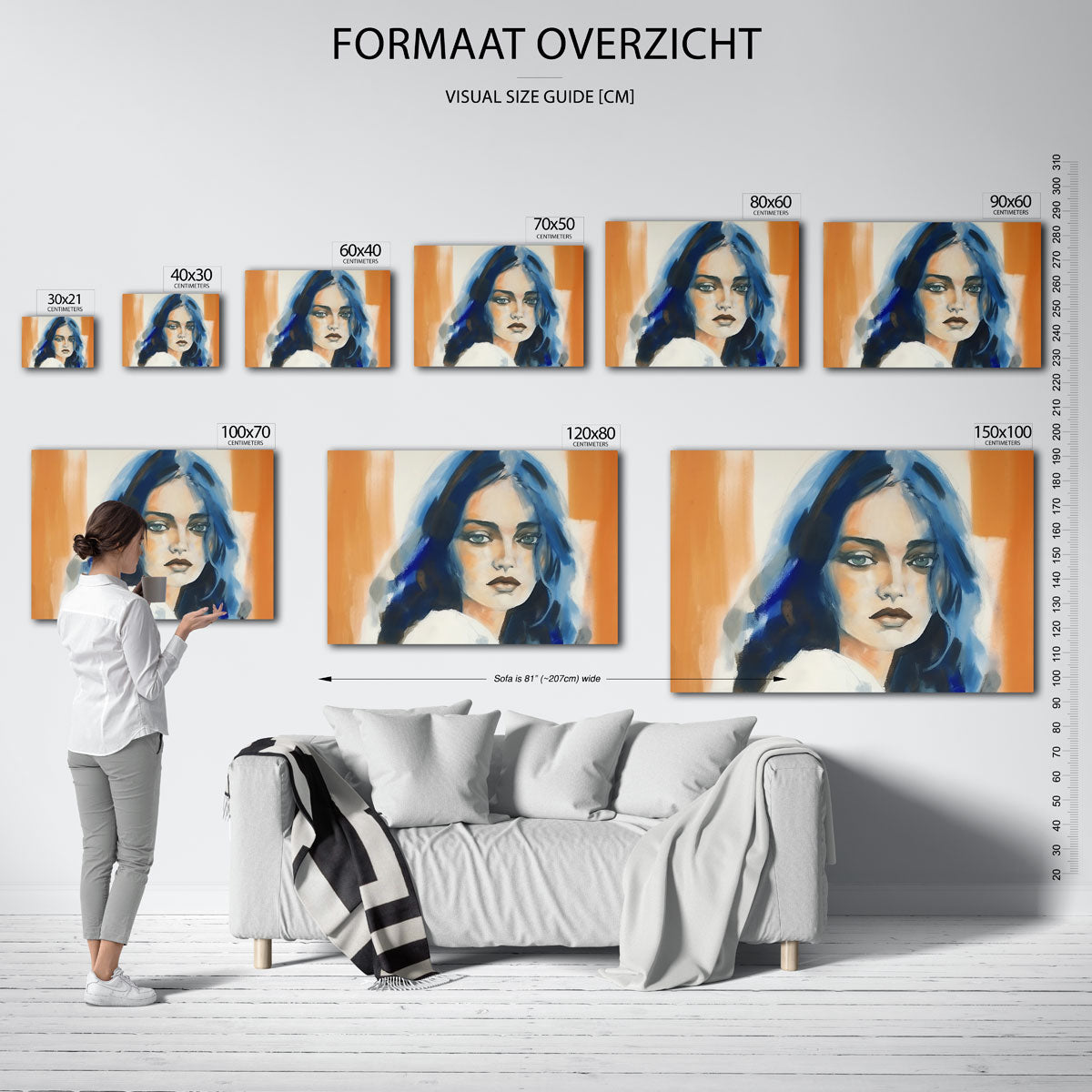 Portret met blauwe accenten Poster