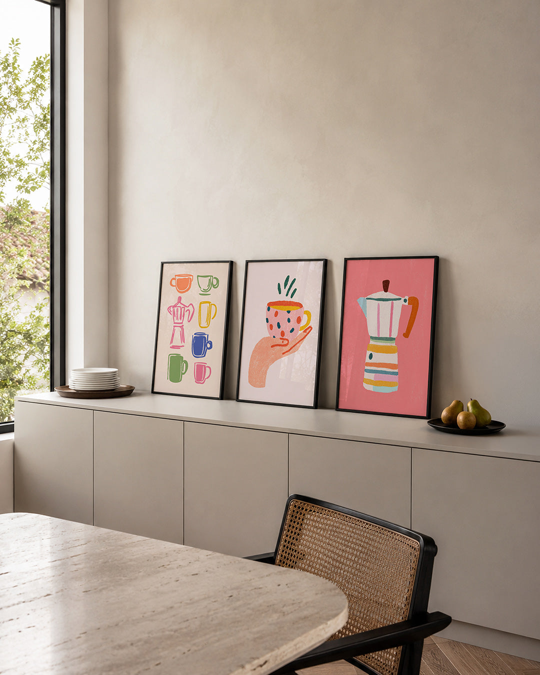 Kleurrijke koffievormen Posterset