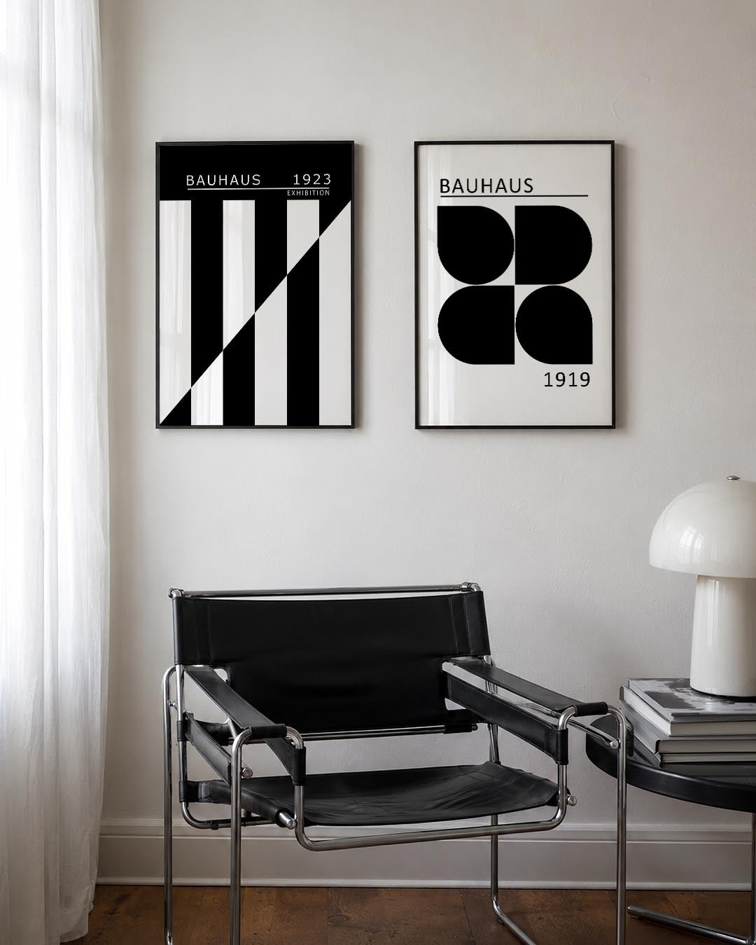 Zwart wit lijnen Posterset