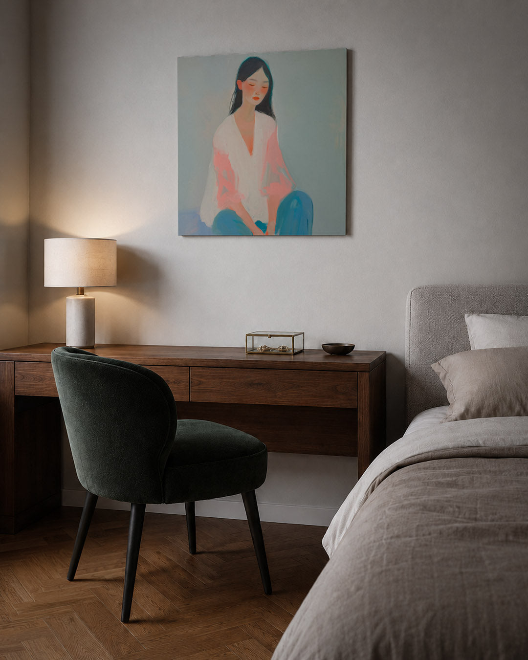 Dromerige vrouw Kunstwerk