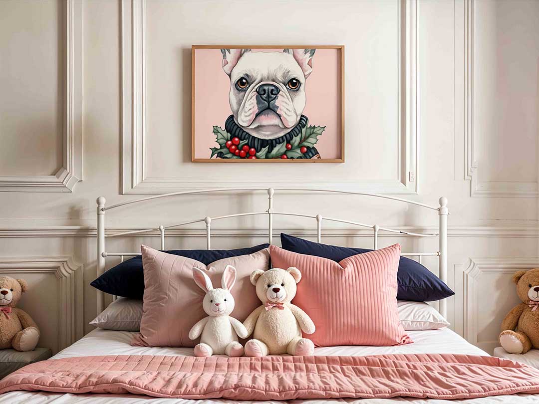 Franse bulldog met hulst Poster