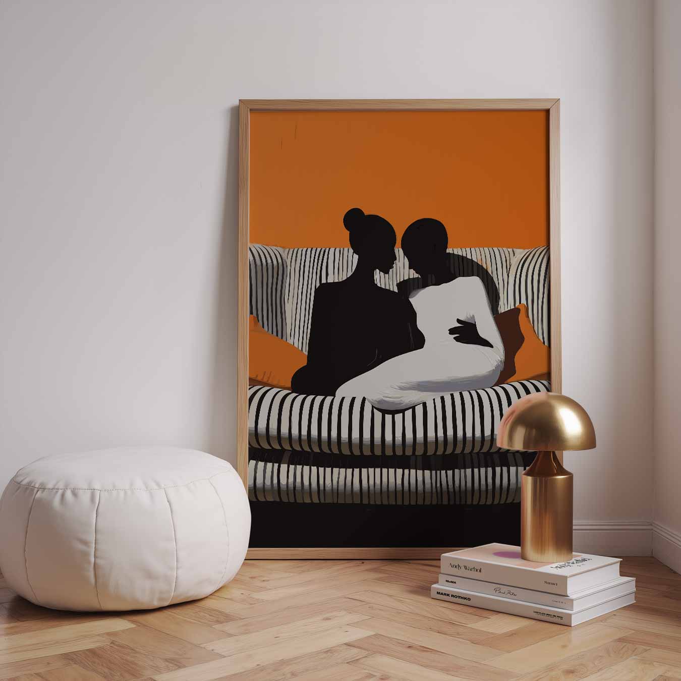 Intieme Silhouetten op Stijlvolle Bank Poster-WallArtistic