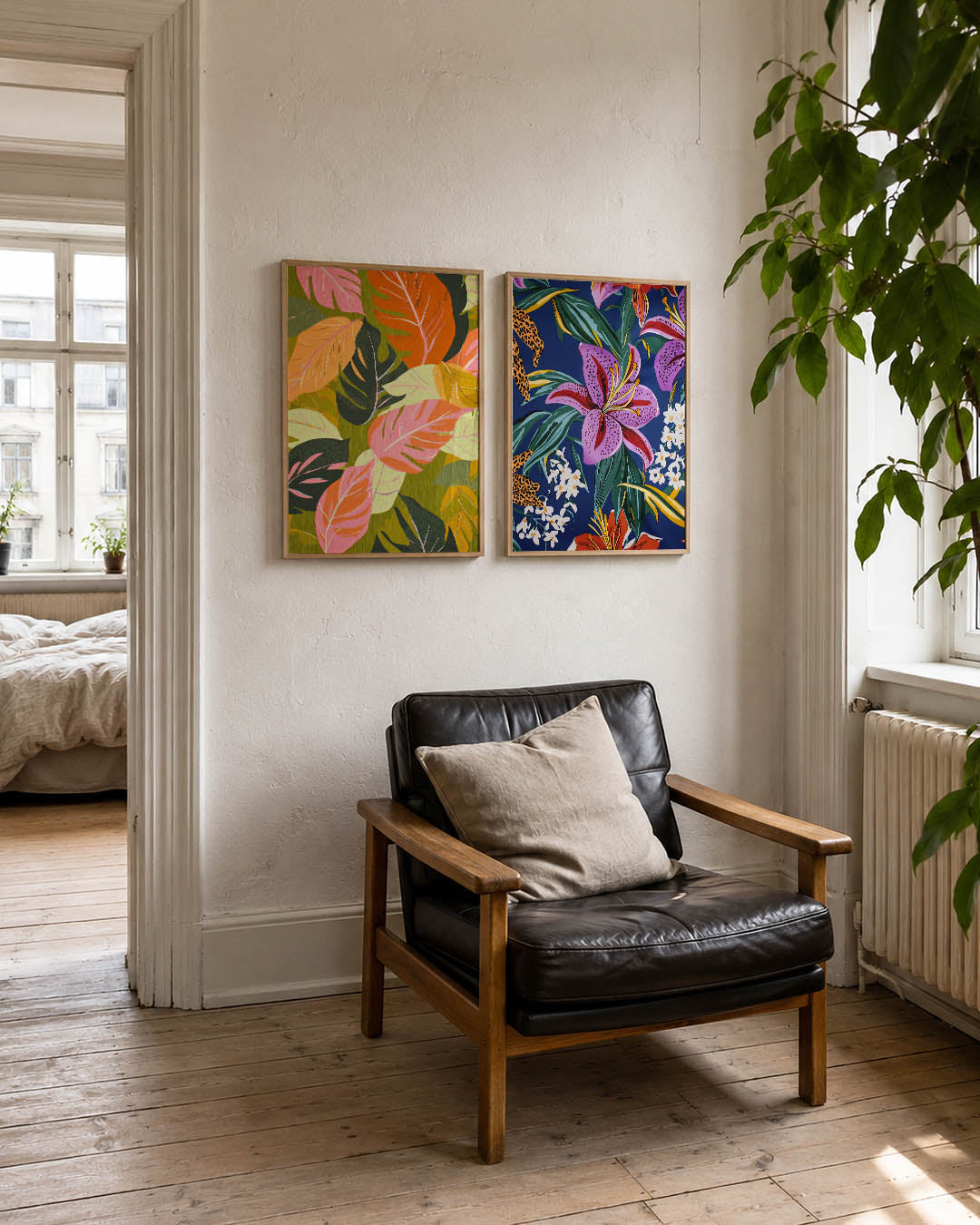 Bladpatroon kleurrijk Posterset