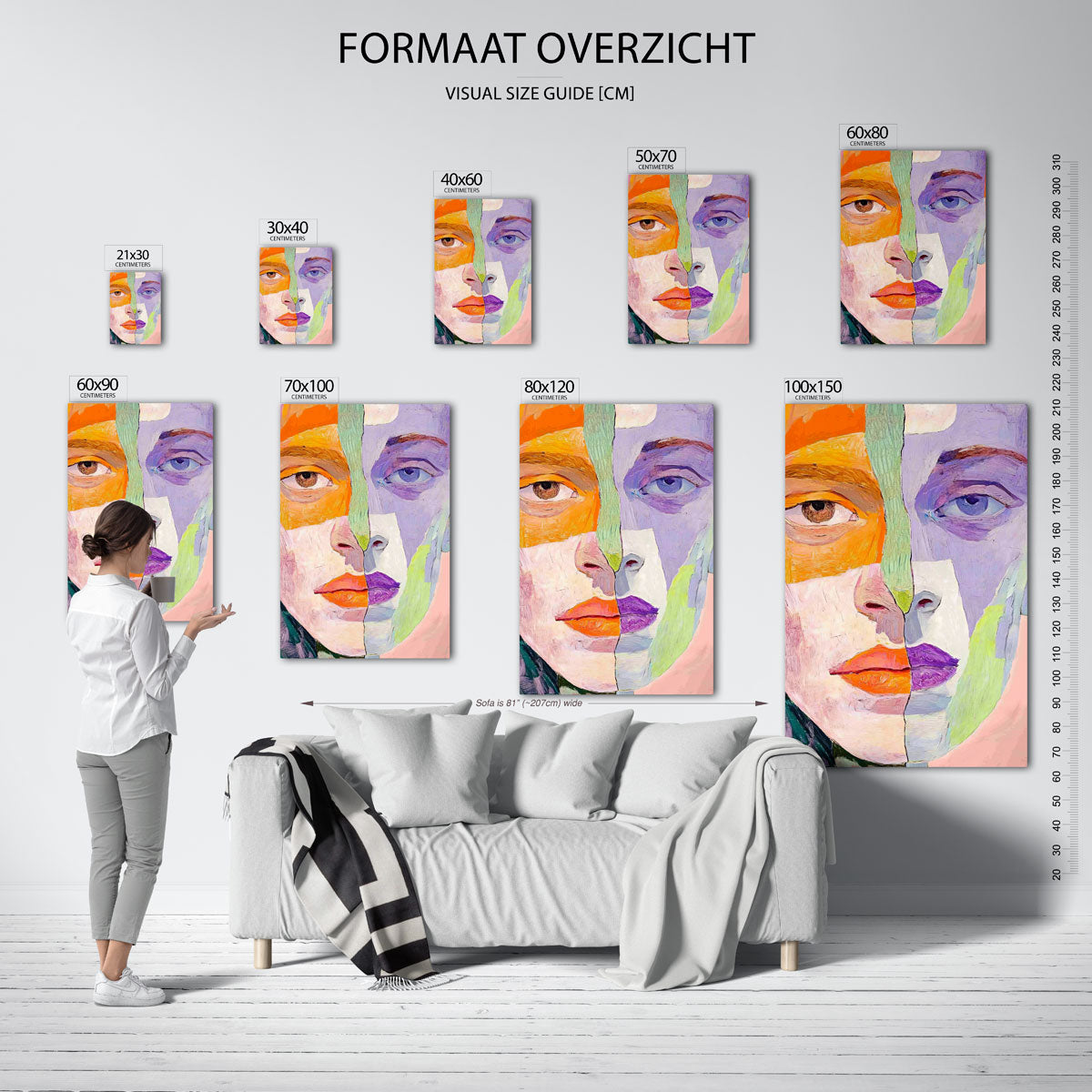Gezicht in kleurrijke vlakken Poster