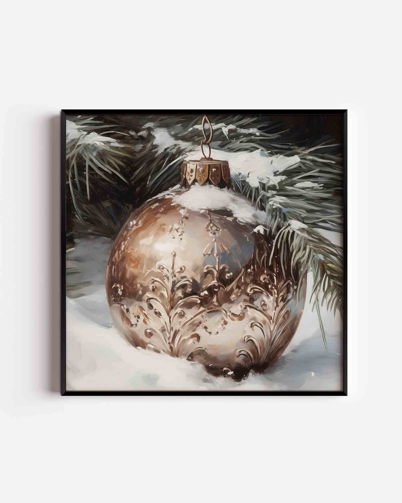 Kerstbal met sneeuw Poster