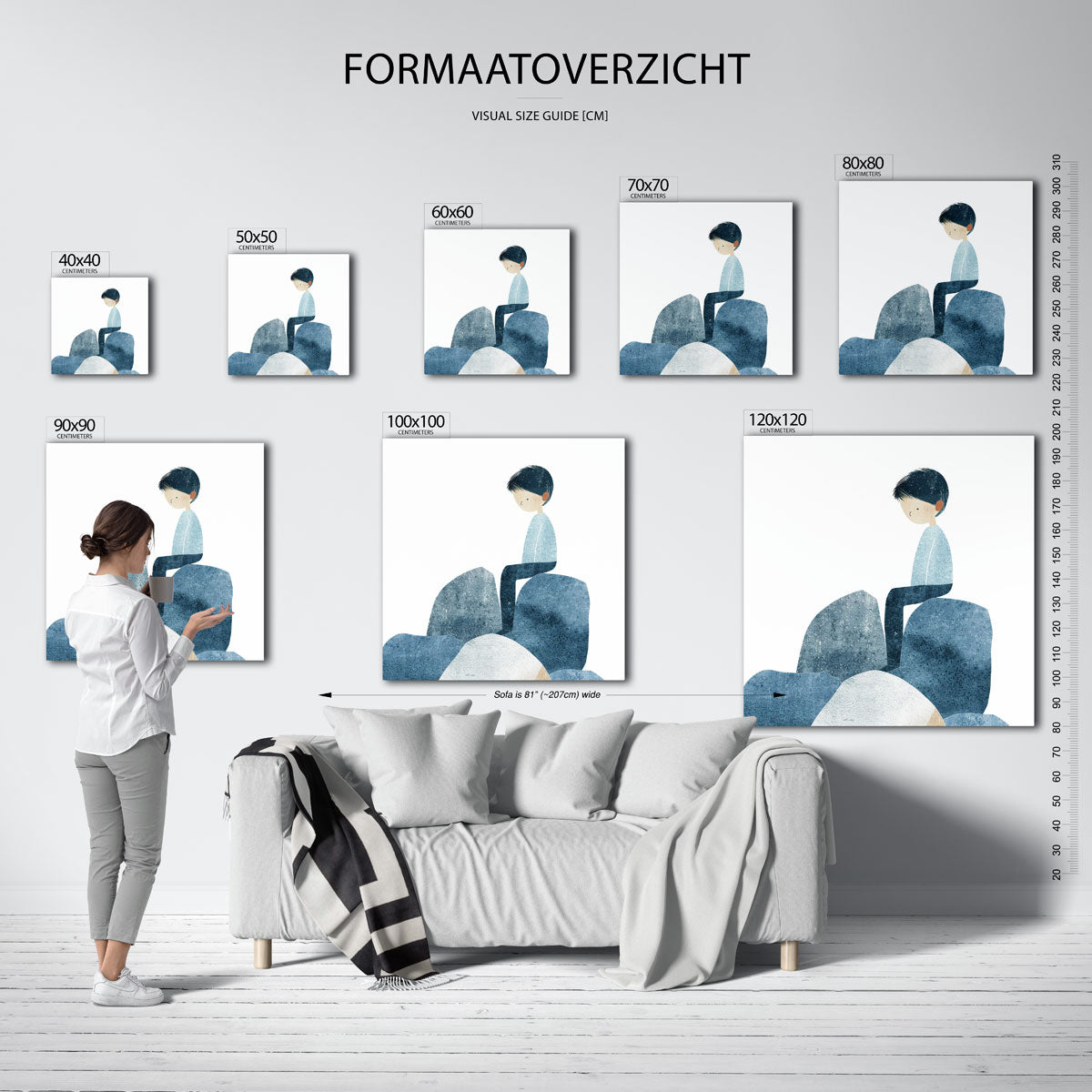 Zittende figuur op stenen Poster