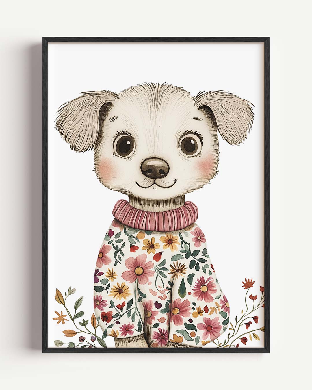 Schattige Puppy met Bloemen Trui Poster-WallArtistic