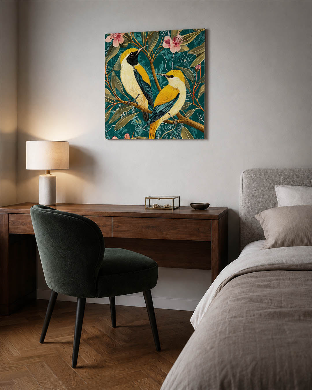 Vogels en bloemen Kunstwerk