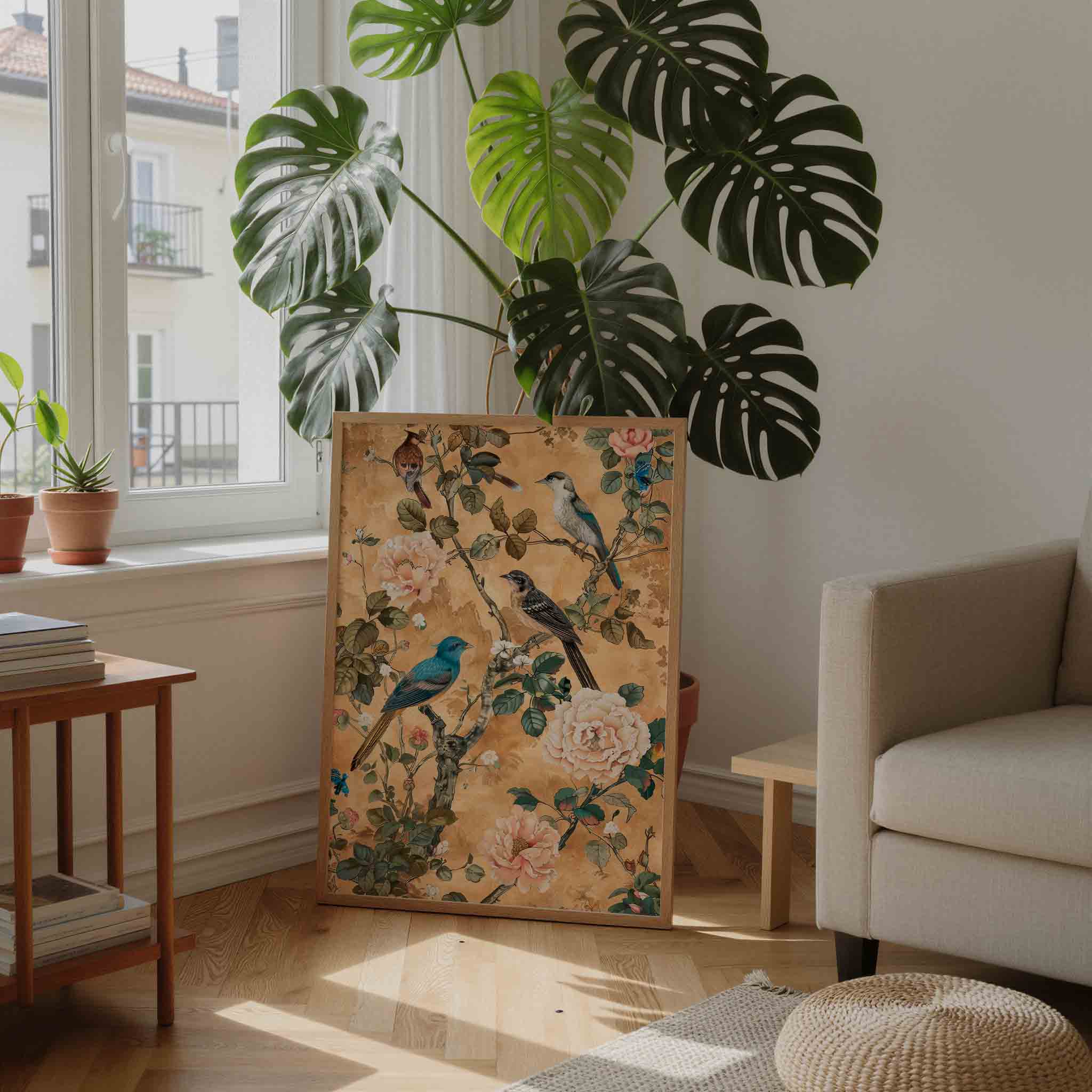 Vogels en bloemen Poster