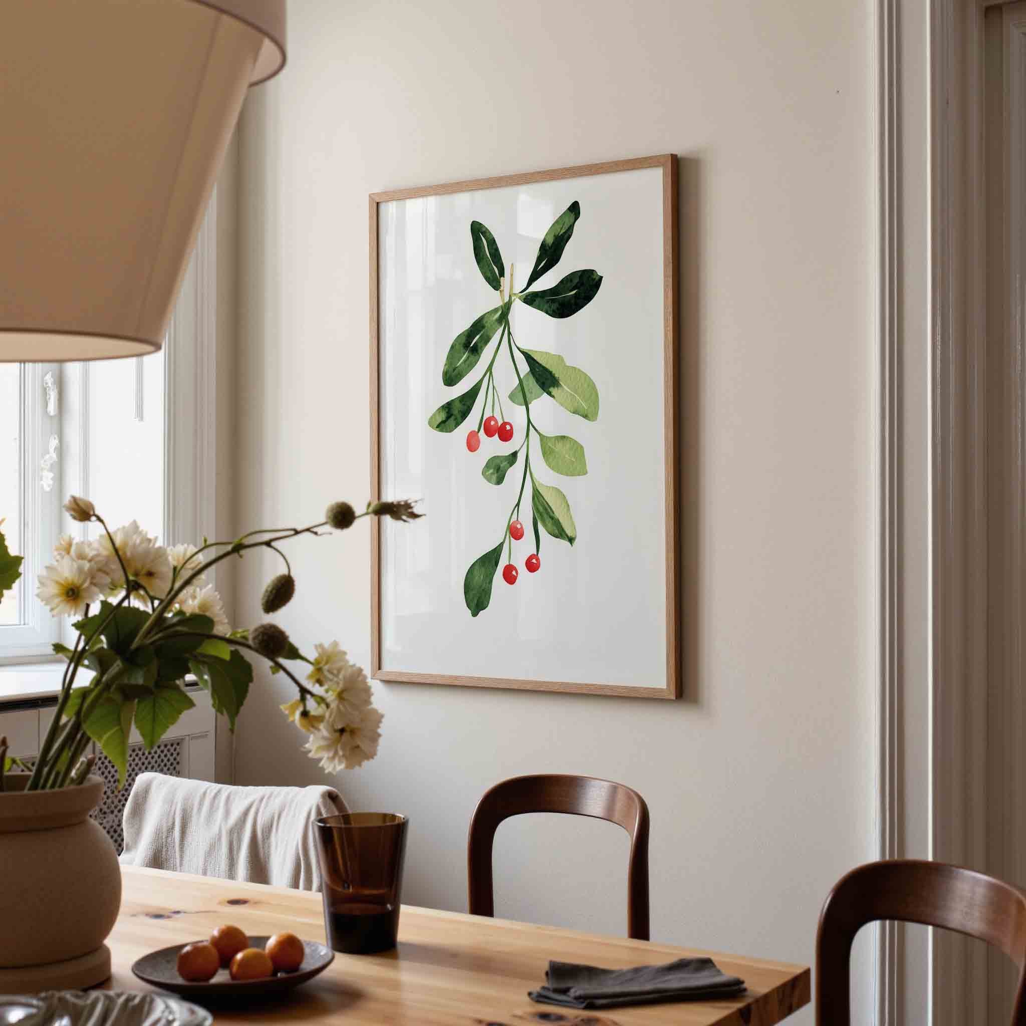 Groene bladeren en rode bessen Poster