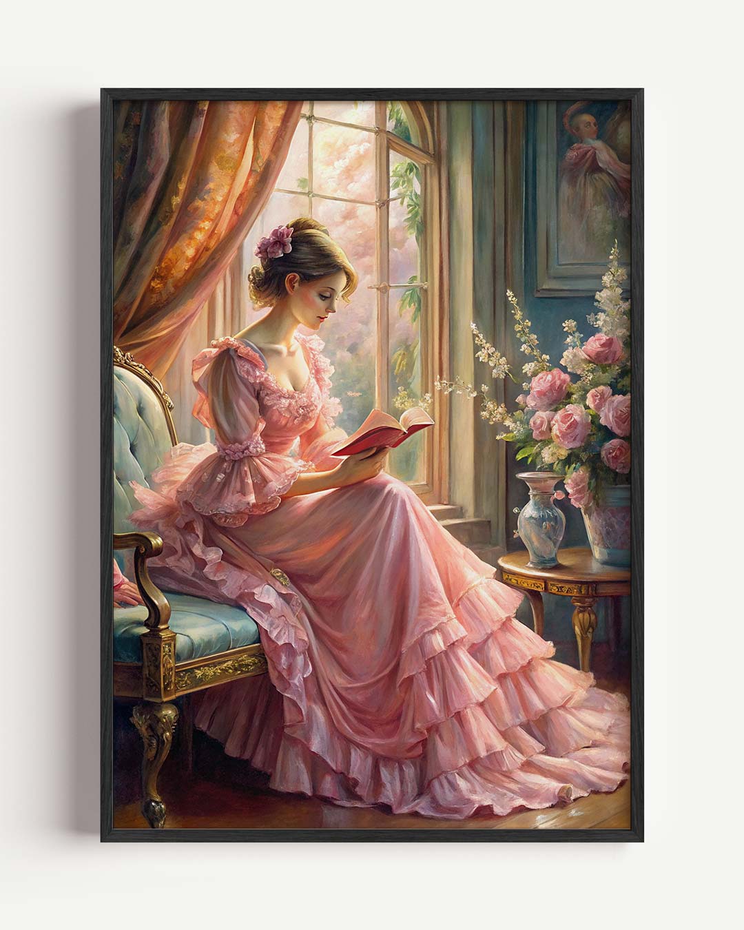 Romantische Lezende Dame Poster-WallArtistic