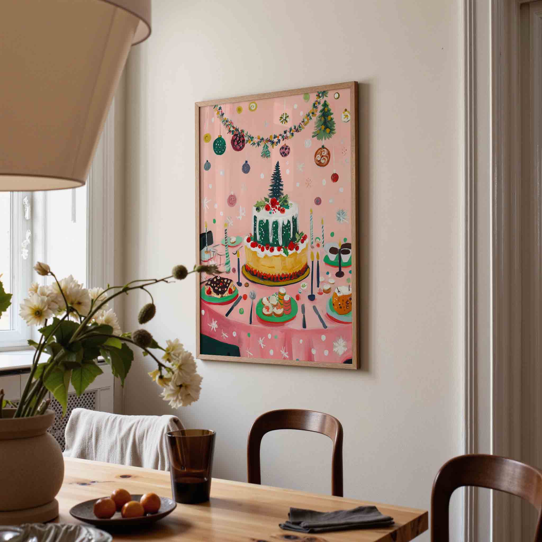 Feestelijke taart en decoratie Poster