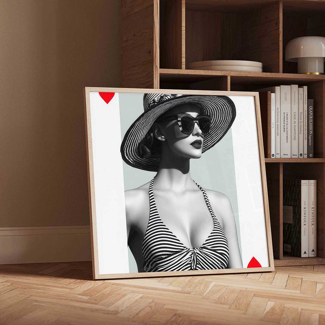 Vrouw met hoed en zonnebril Poster