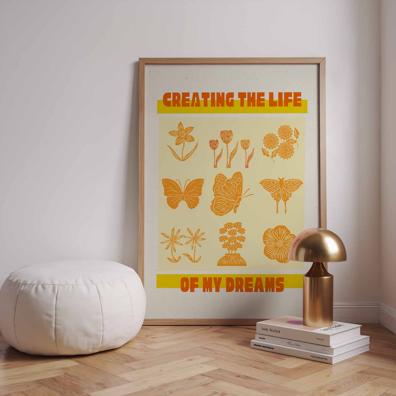 Dromerige Bloemen en Vlinders Poster-WallArtistic