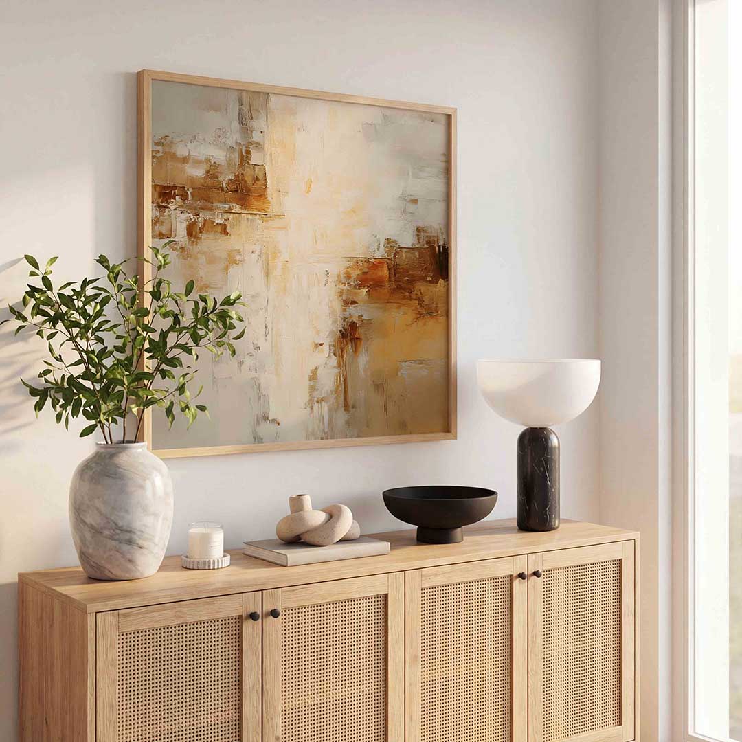 Abstracte beige en bruine Poster