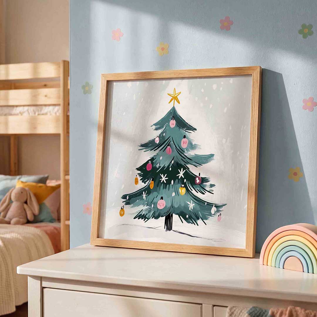 Kerstboom met versiering Poster