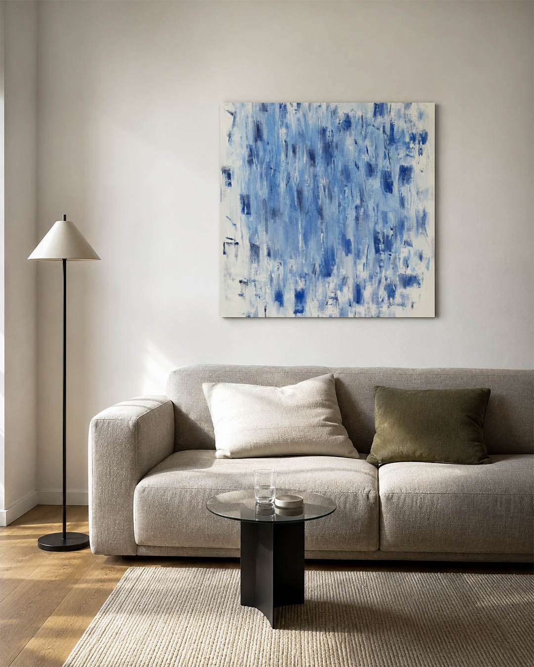 Dynamische blauwe vegen Kunstwerk