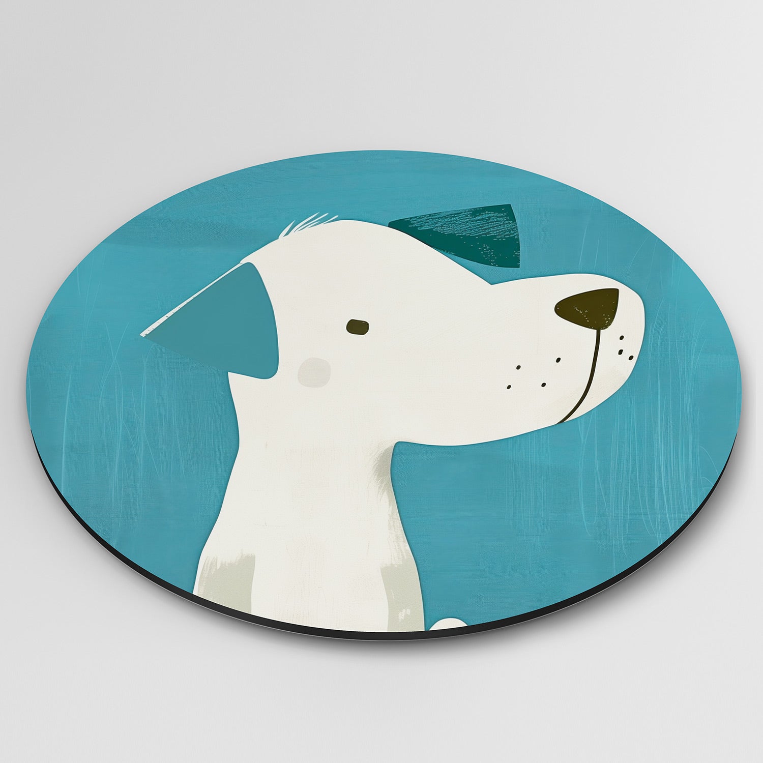 Hond met blauwe achtergrond Muurcirkel