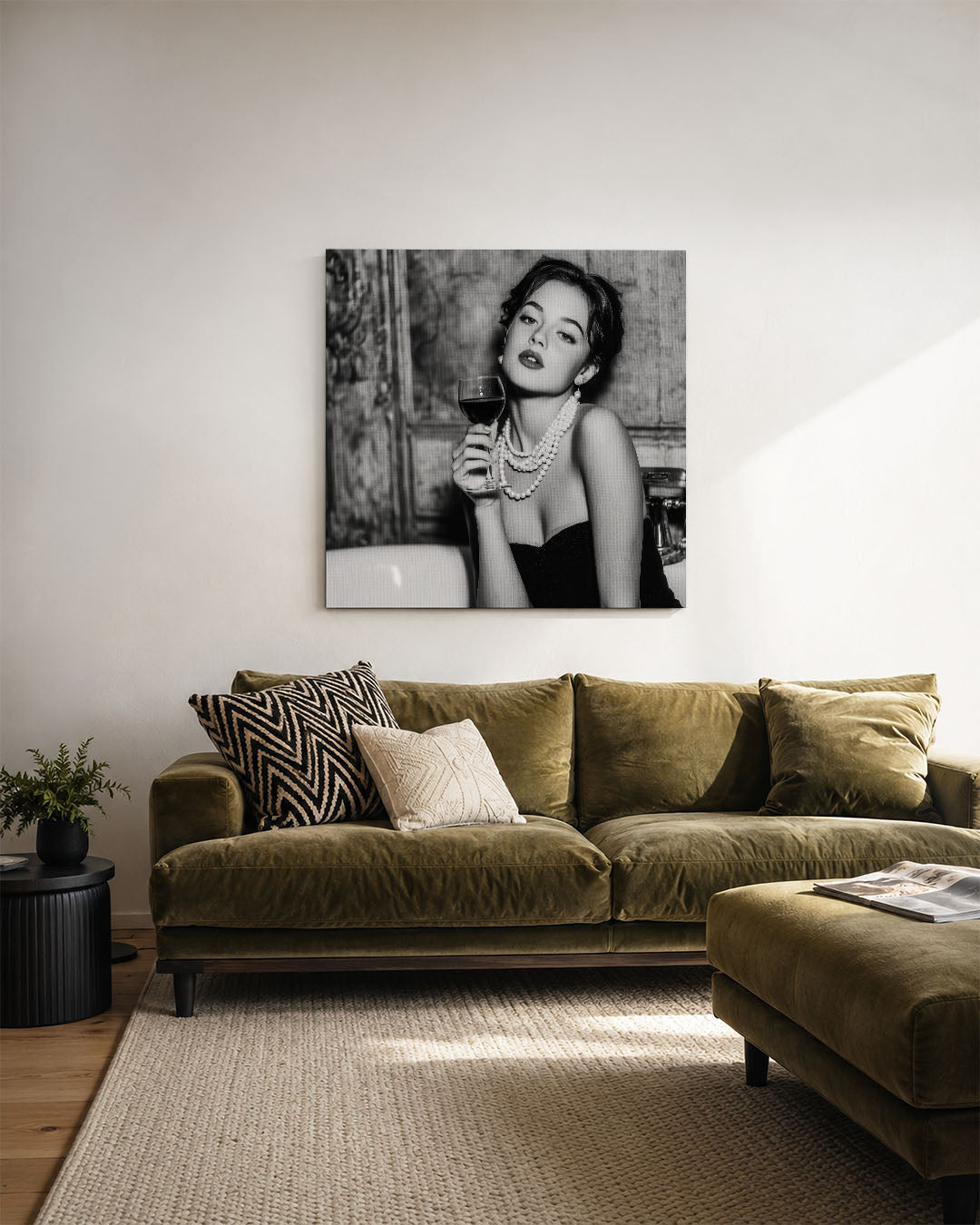 Elegante vrouw met wijn Kunstwerk
