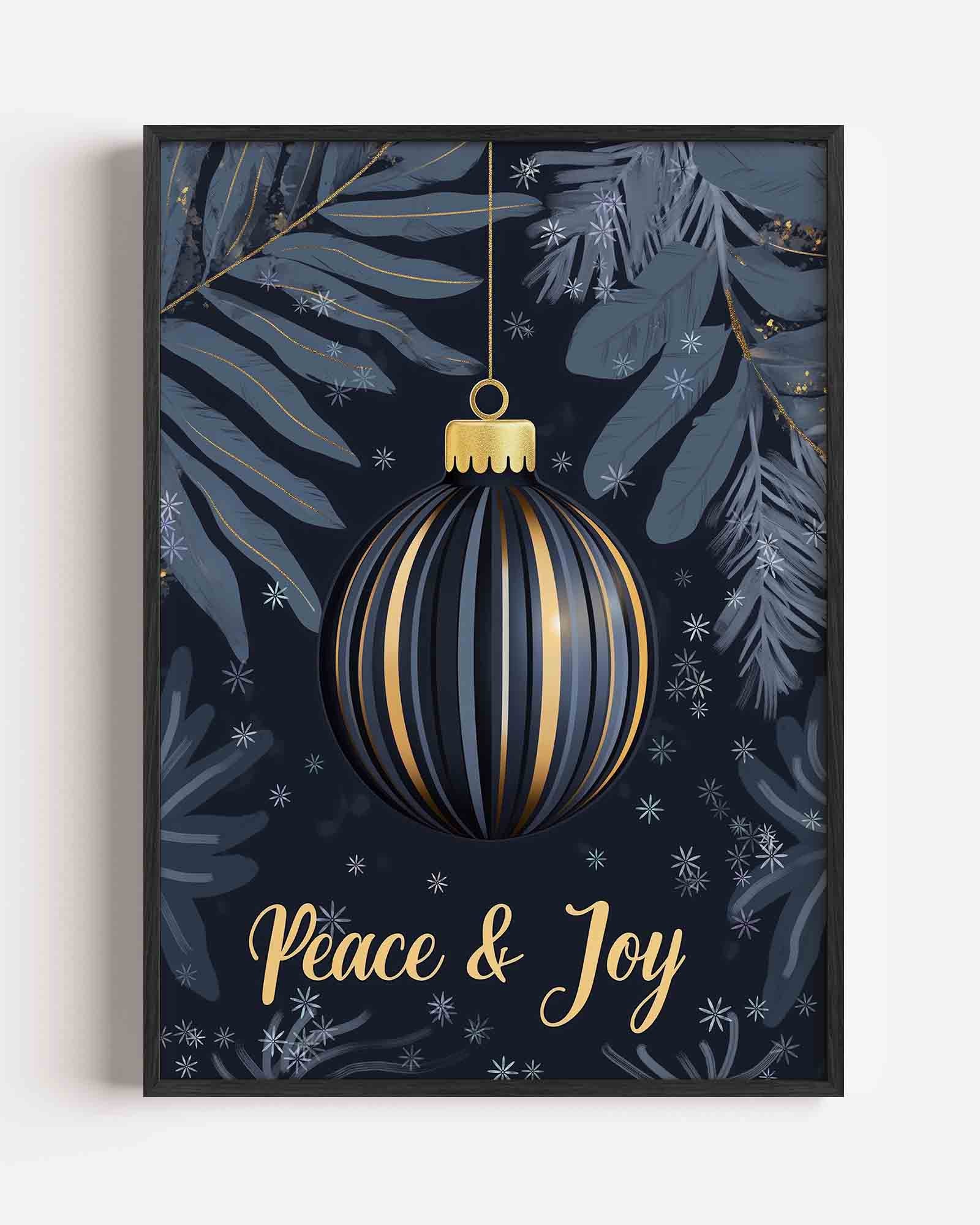 Kerstbal en bladeren Poster
