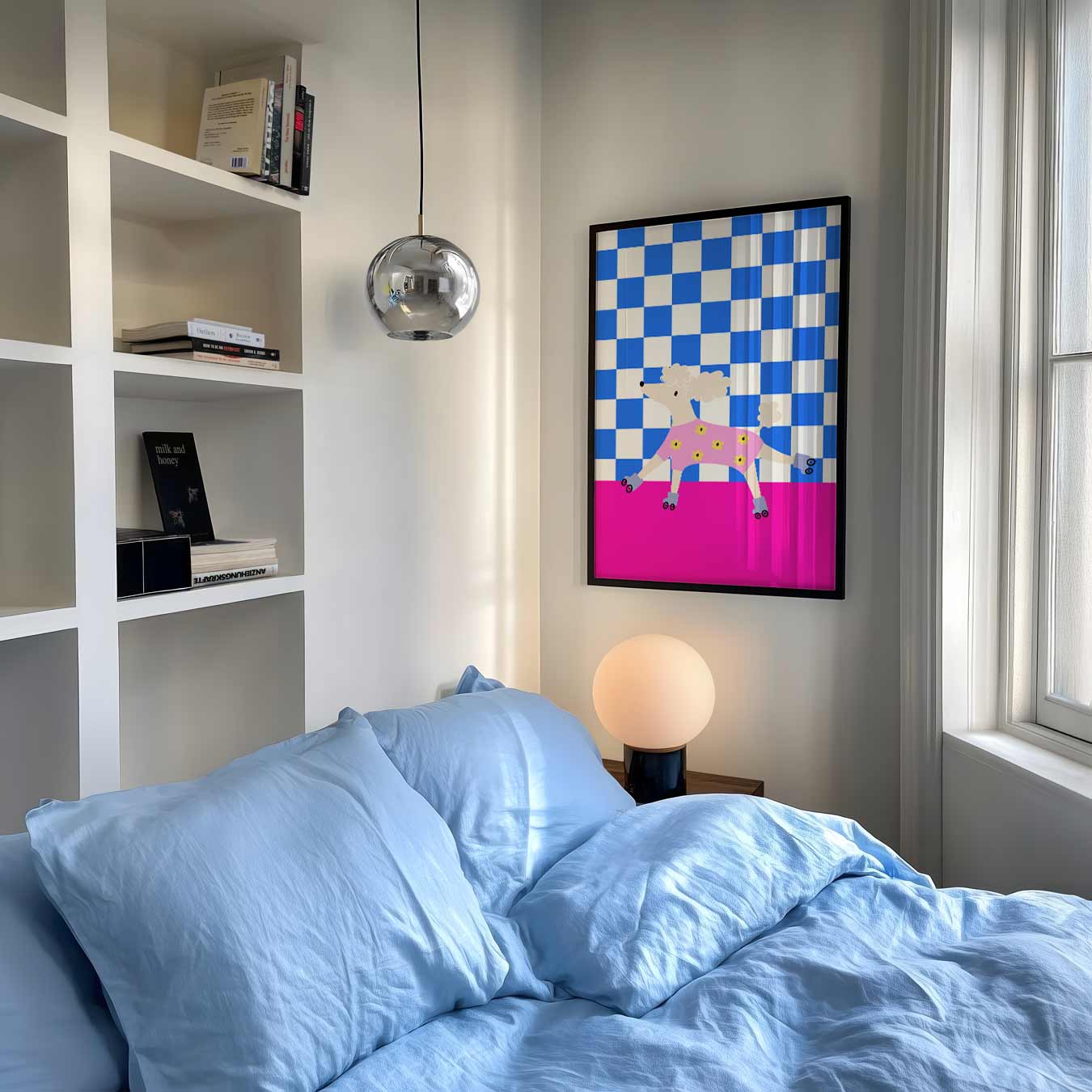 Vrolijke Poedel op Rolschaatsen Poster-WallArtistic