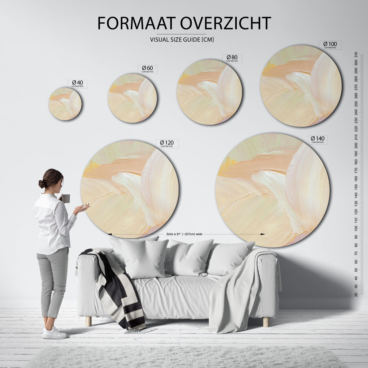 Pastelkleuren abstracte Muurcirkel