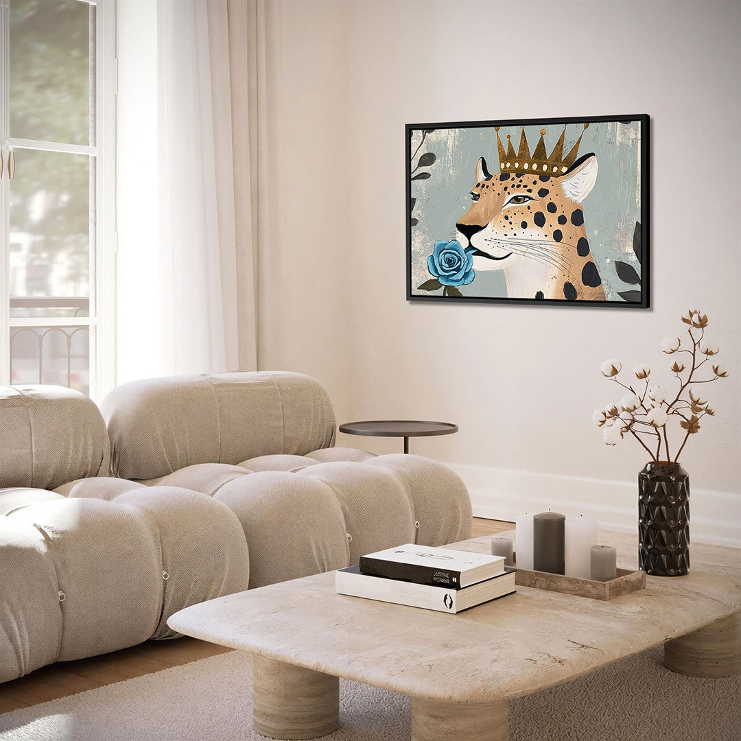 Kroonluipaard met roos Kunstwerk