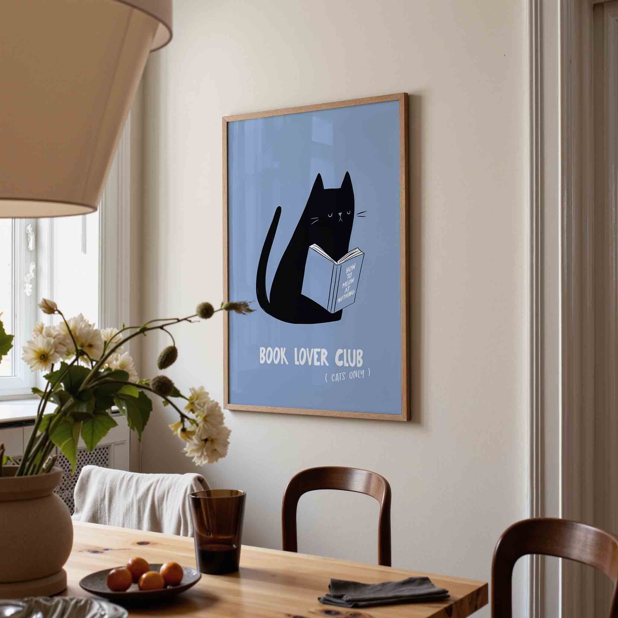 Kat met boek Poster