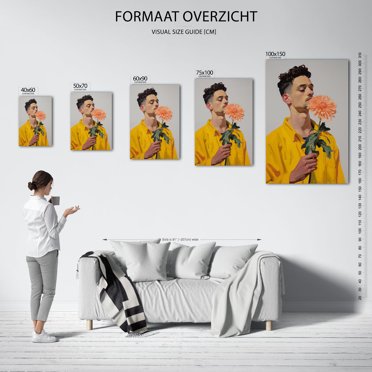 Bloem en gele jas Kunstwerk
