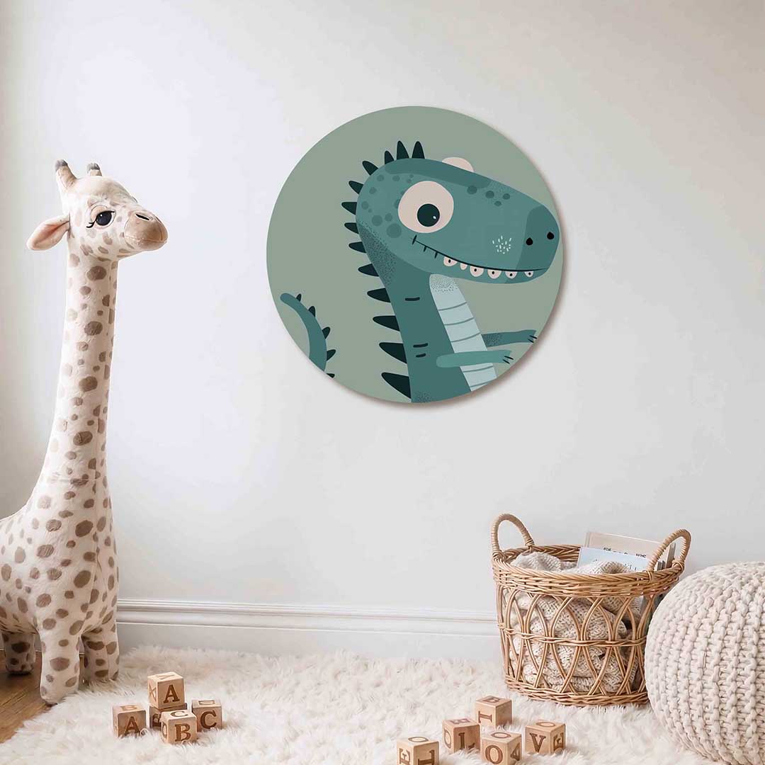 Blauwe dinosaurus Muurcirkel