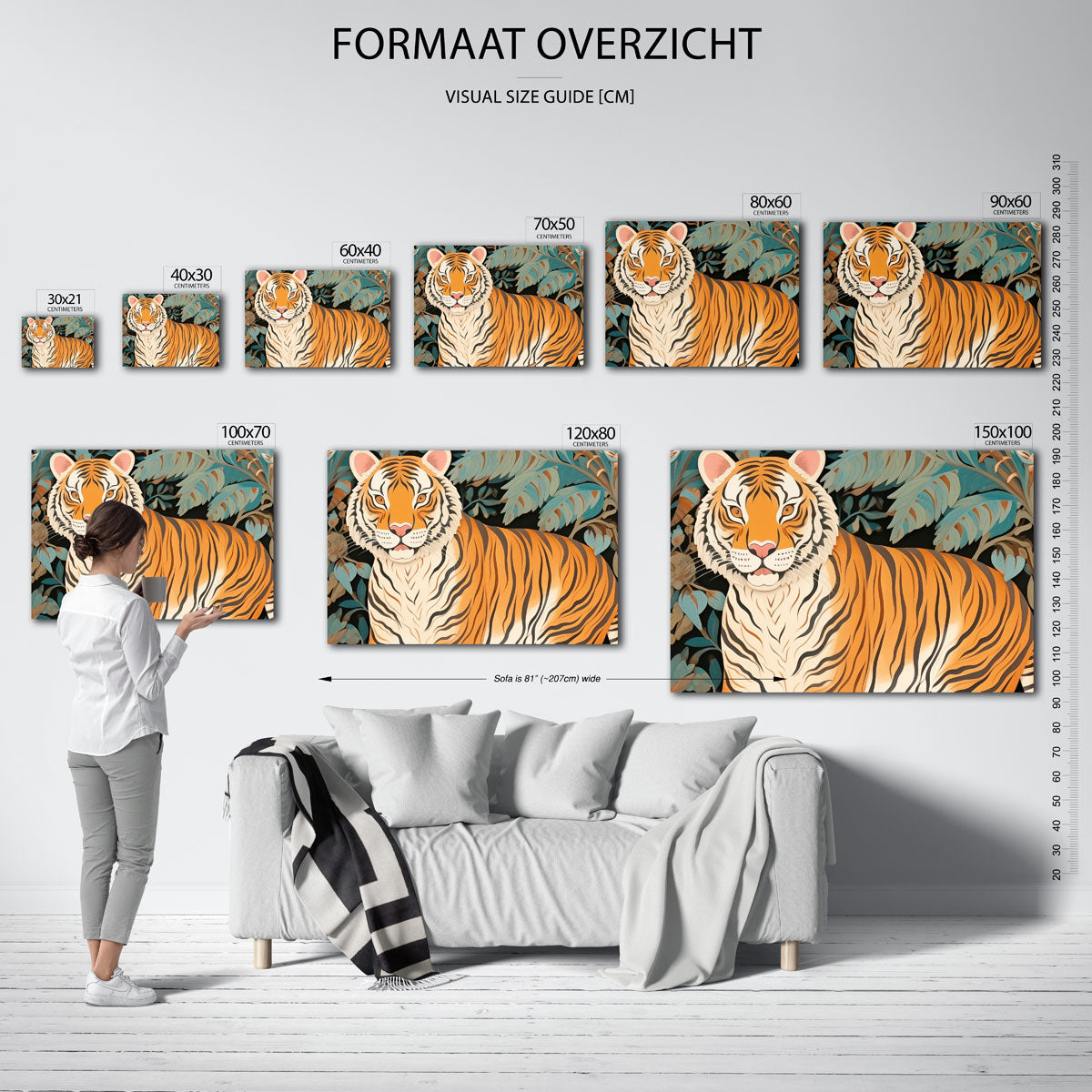 Tijger met bladeren Poster