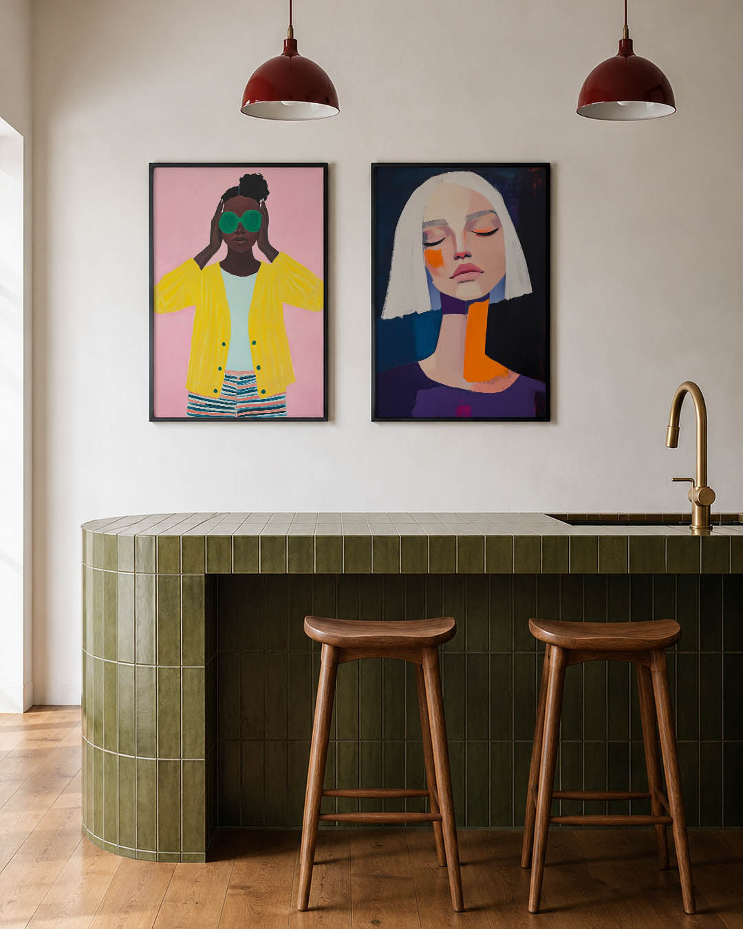Kleurrijke portretuitstraling Posterset