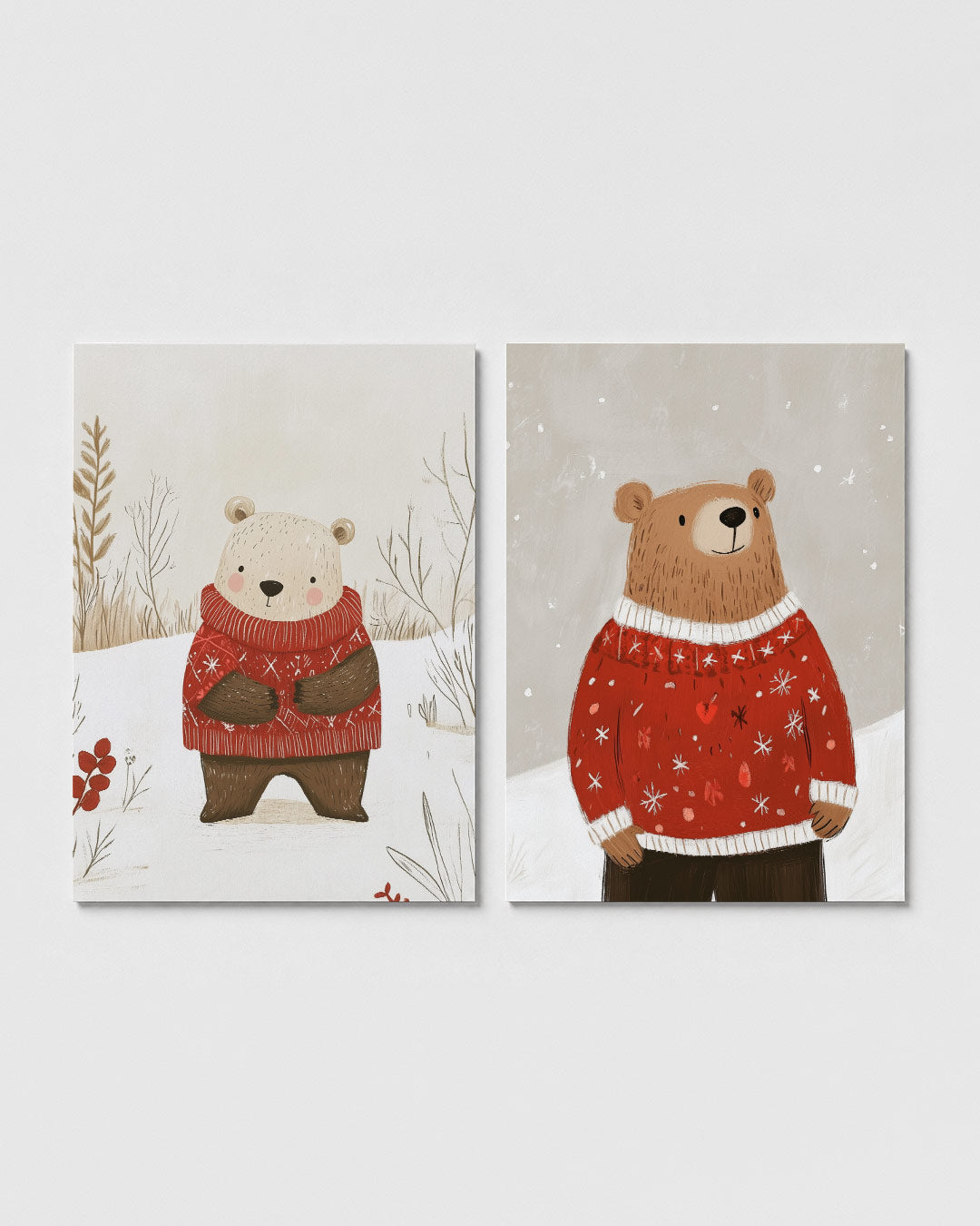 Winterse knuffelbeer Posterset
