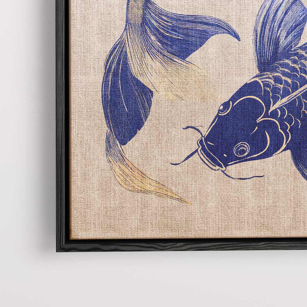 Dansende Koi In Blauwe Glorie Kunstwerk