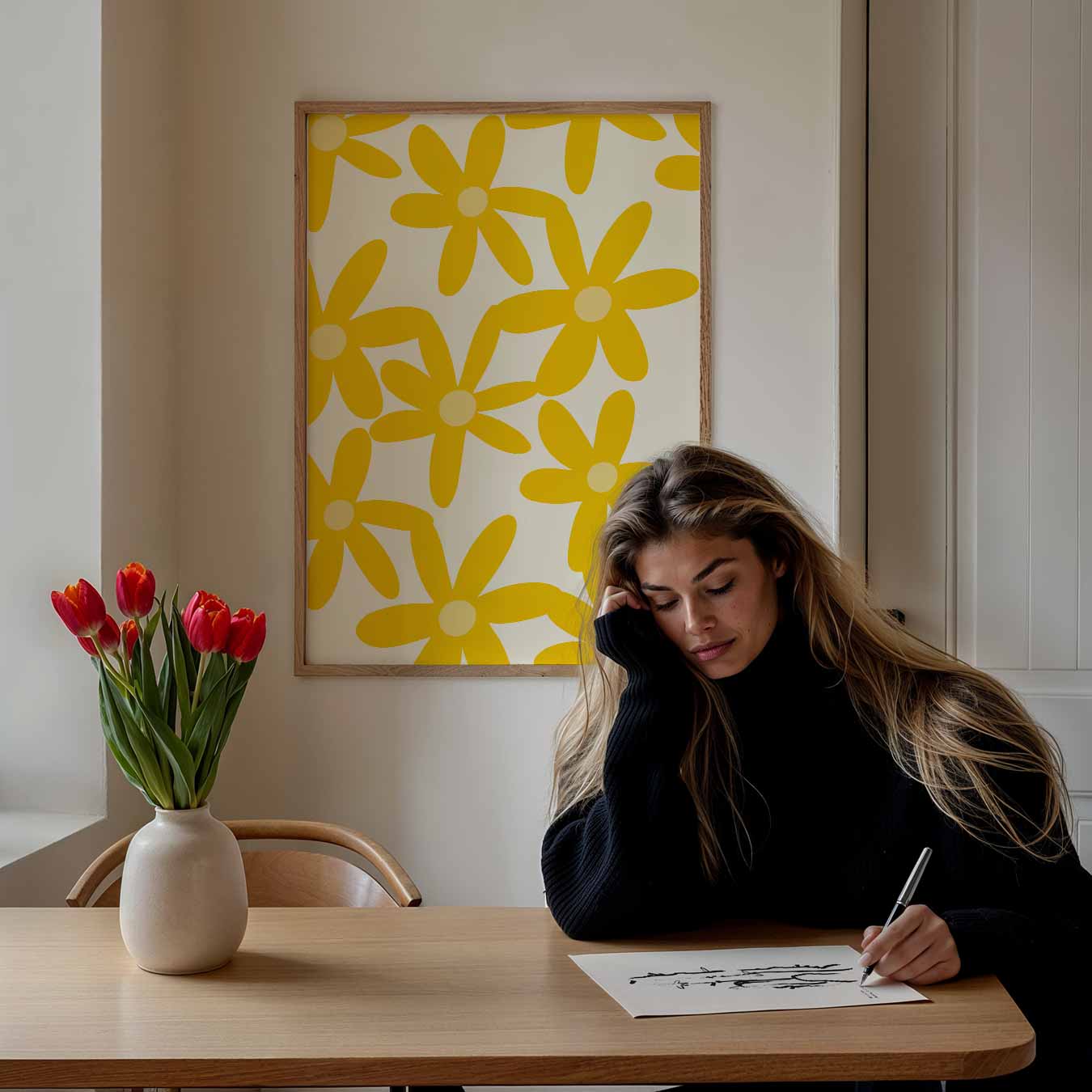 Zonnestralen Bloemenposter-WallArtistic
