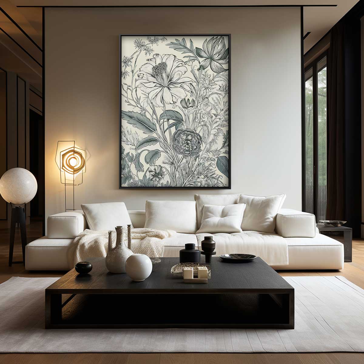 Botanische Bloementekening Kunstwerk-canvas-dibond-plexiglas-wanddecoratie-WallArtistic