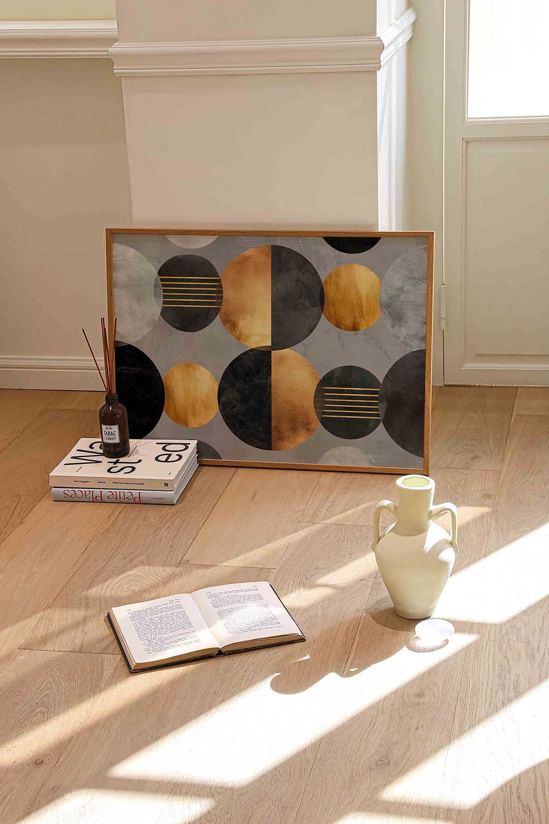 Gouden en zwarte cirkels Poster