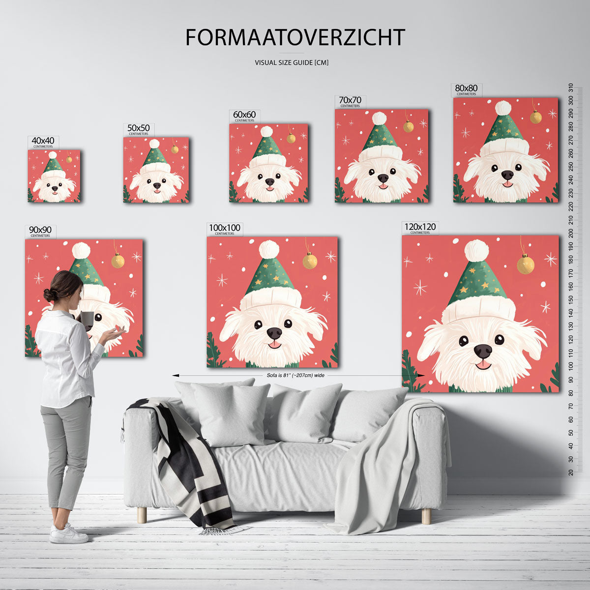 Hond met kerstmuts Poster