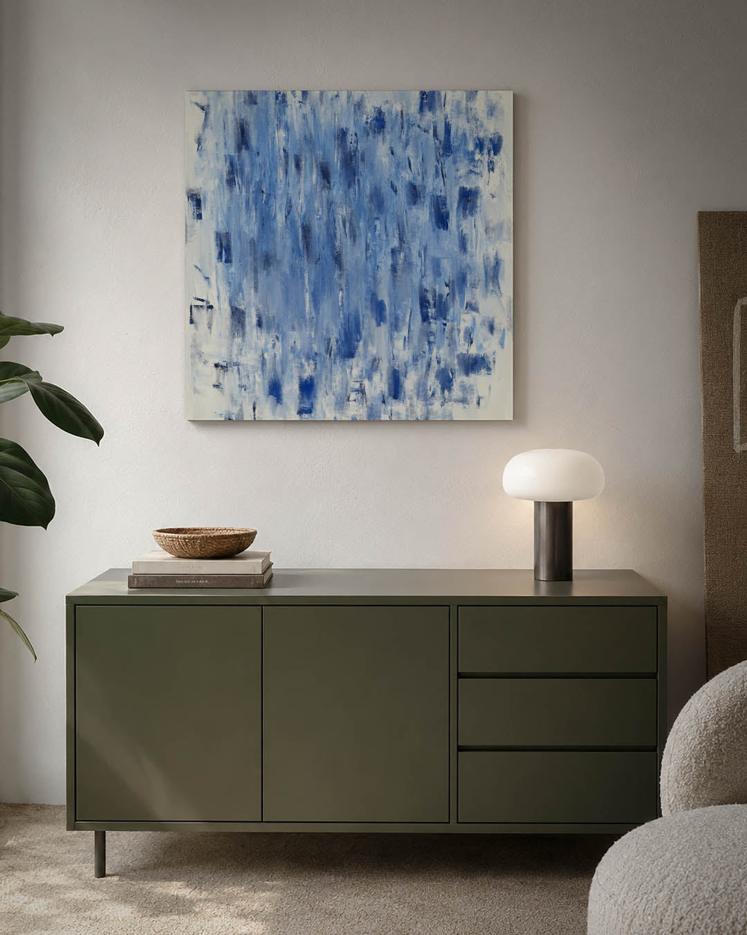 Dynamische blauwe vegen Kunstwerk