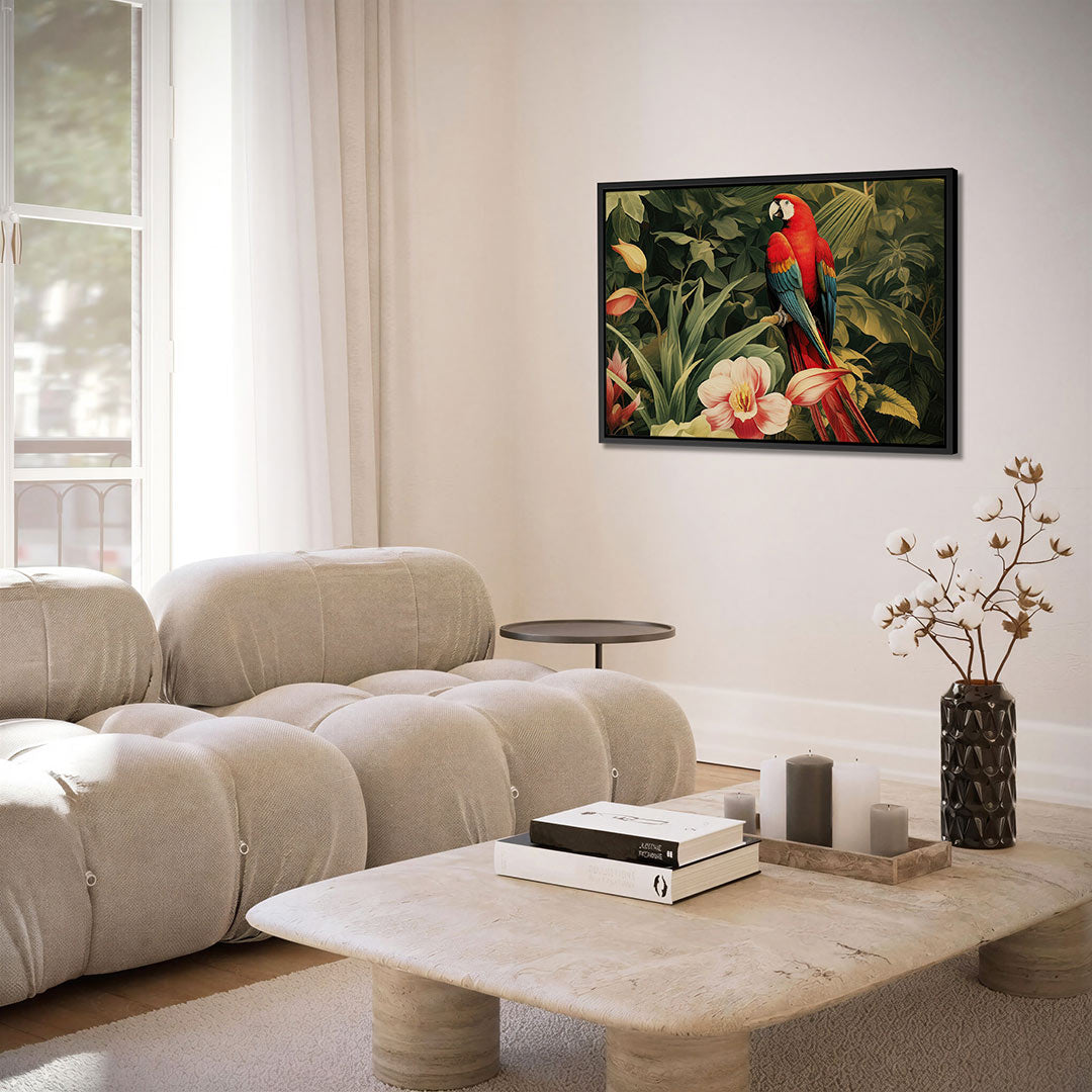 Exotische vogel en bloemen Kunstwerk