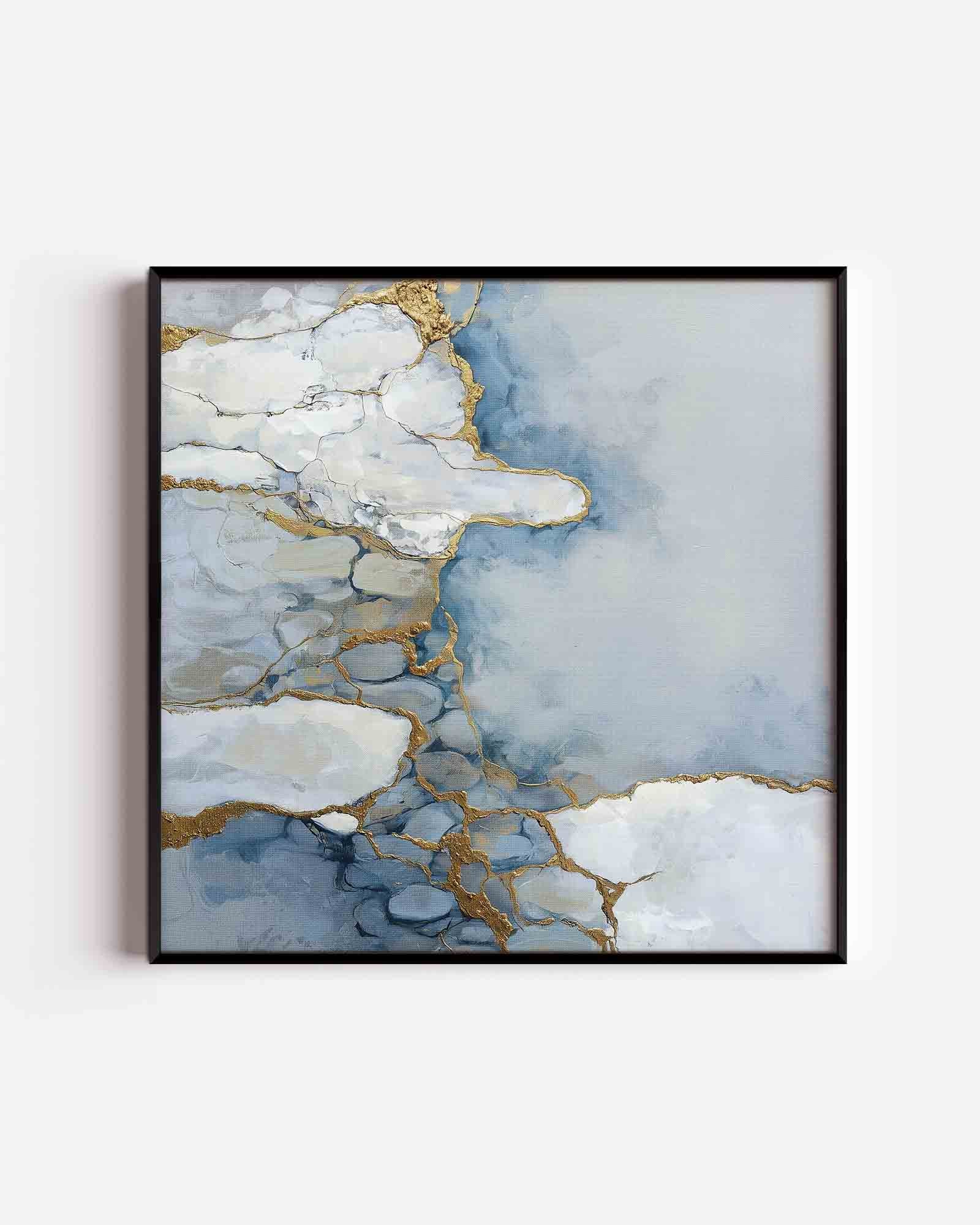 Abstracte blauwe en gouden Poster