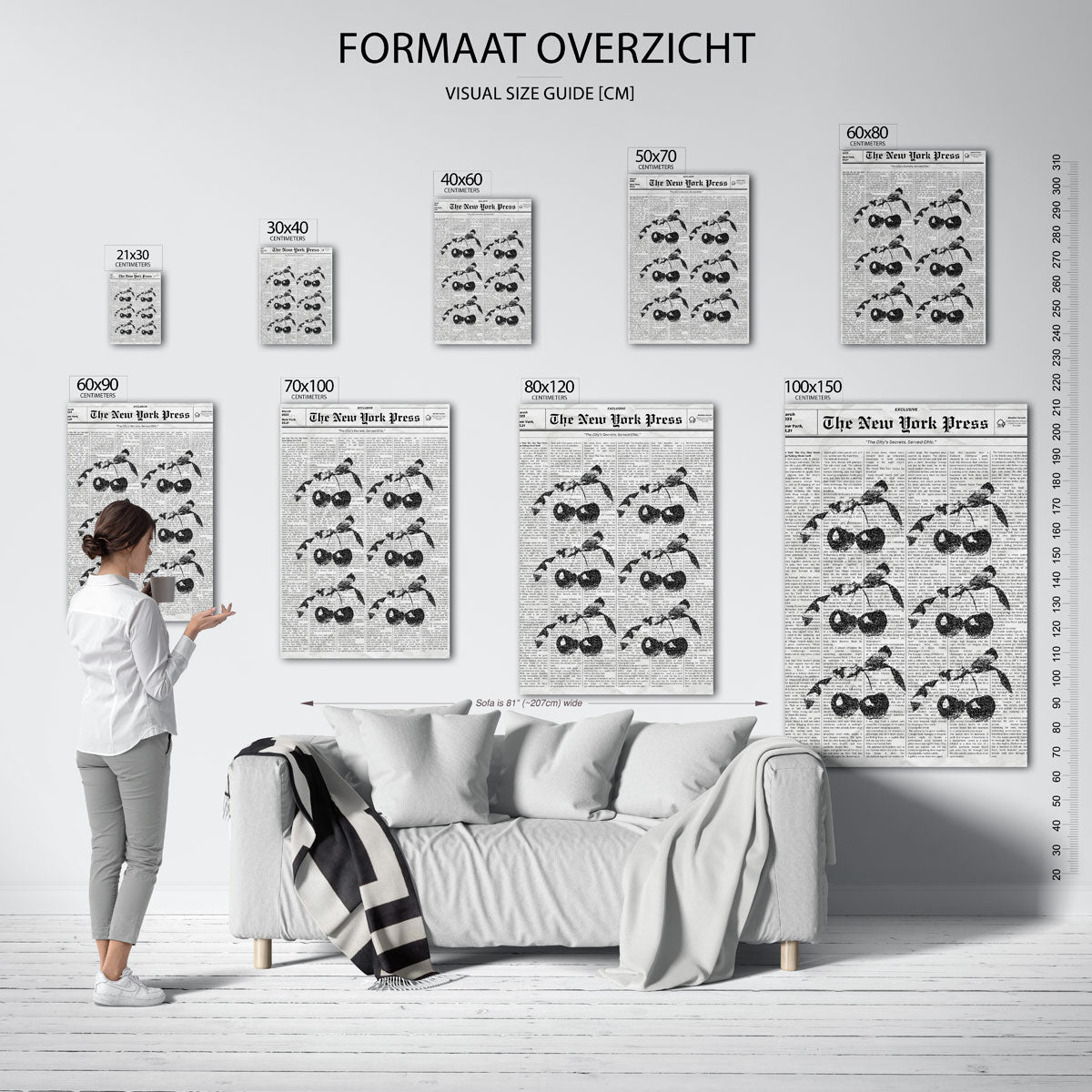 Kersen op krantenachtergrond Poster