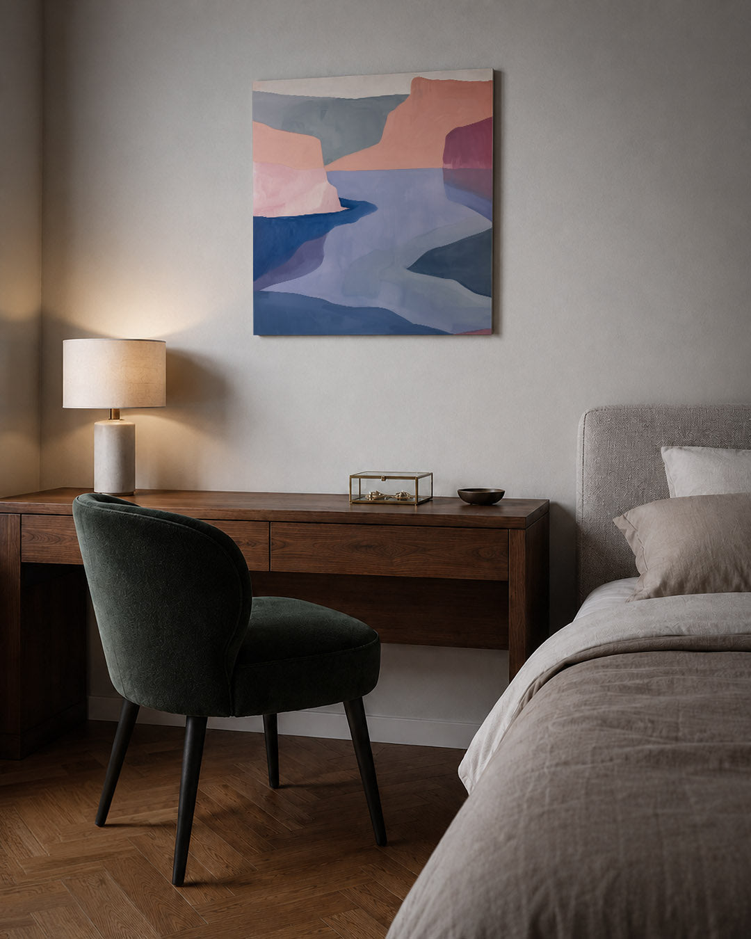 Vloeiende kleurenlandschap Kunstwerk