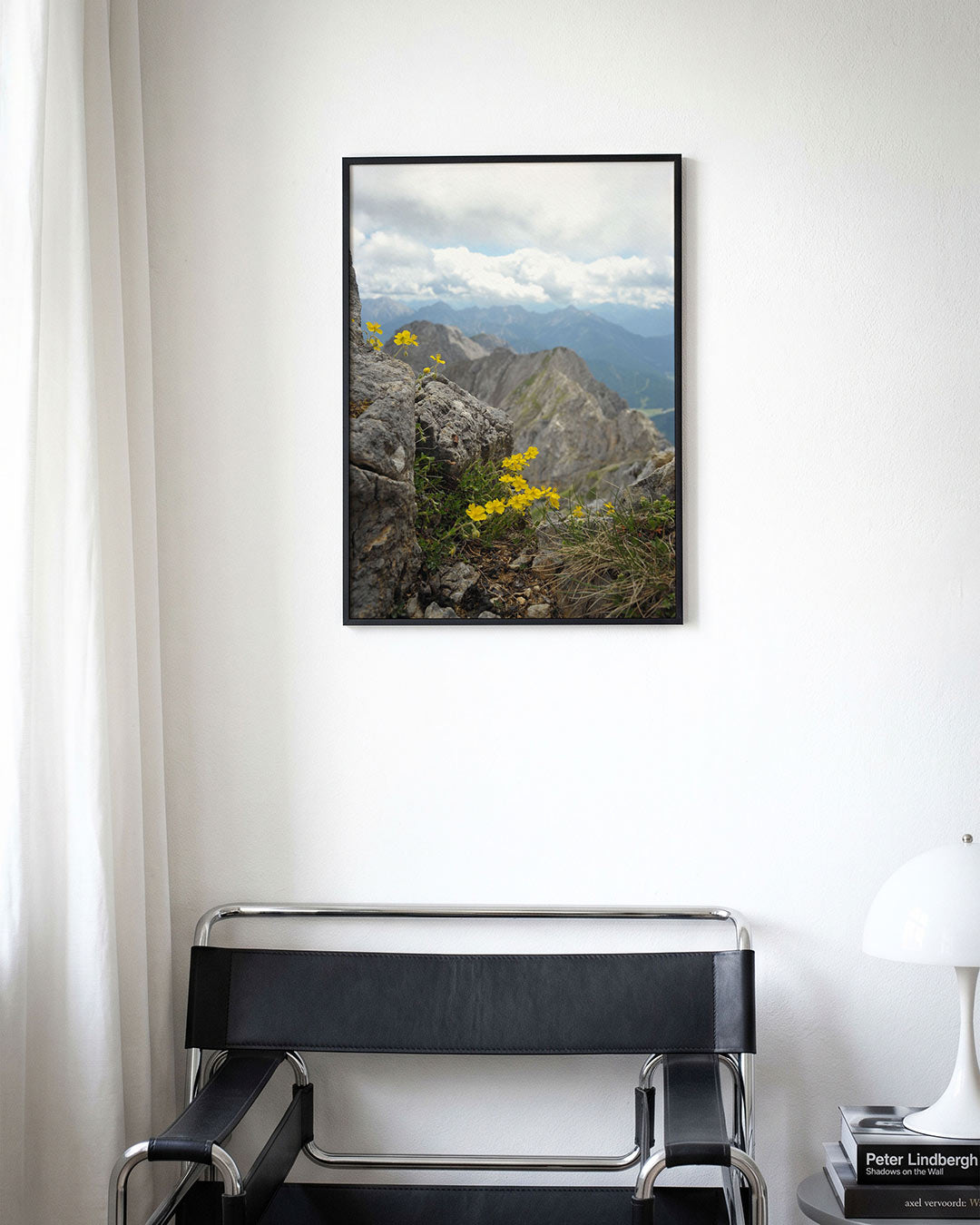Berglandschap met bloemen Poster