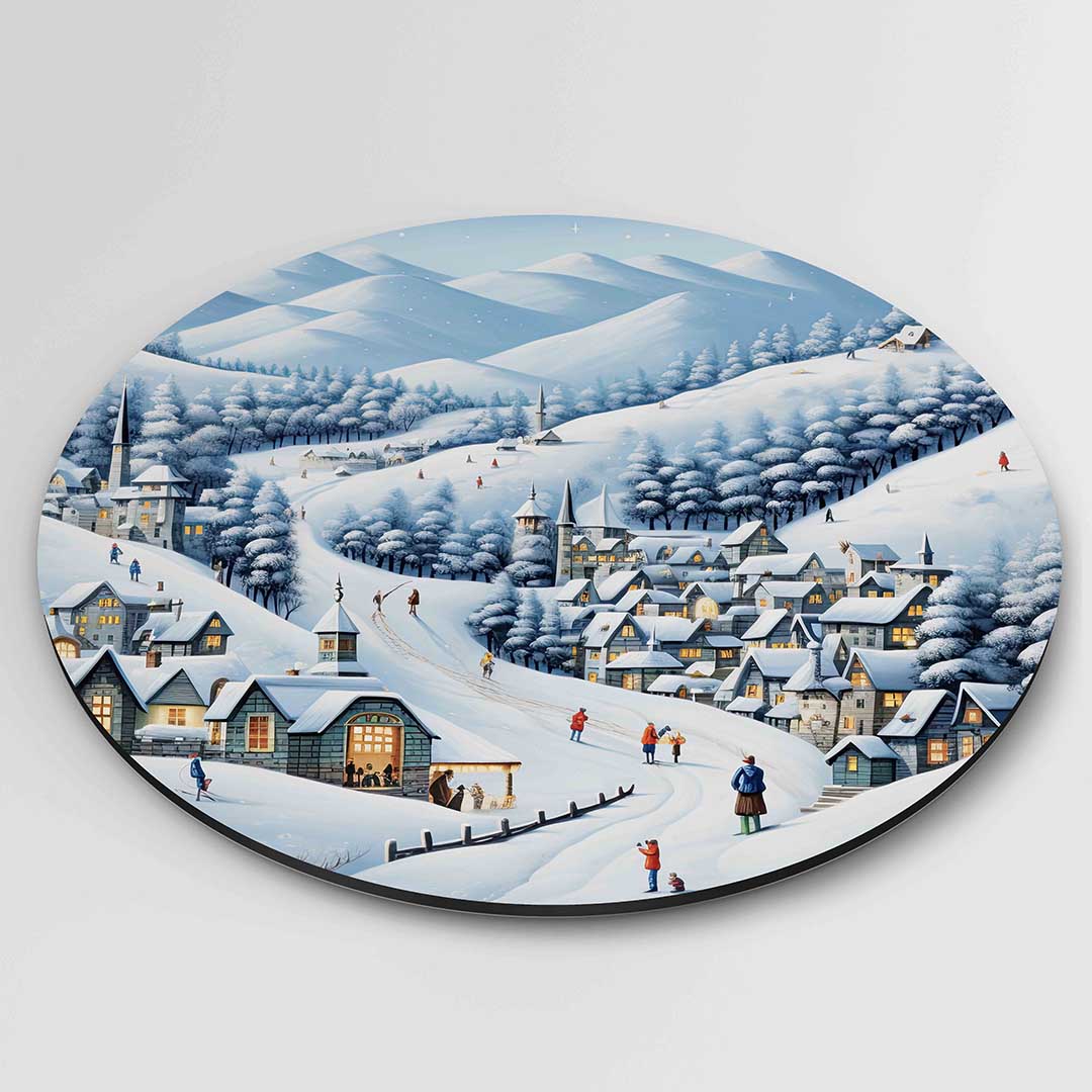 Winterdorp in de bergen Muurcirkel