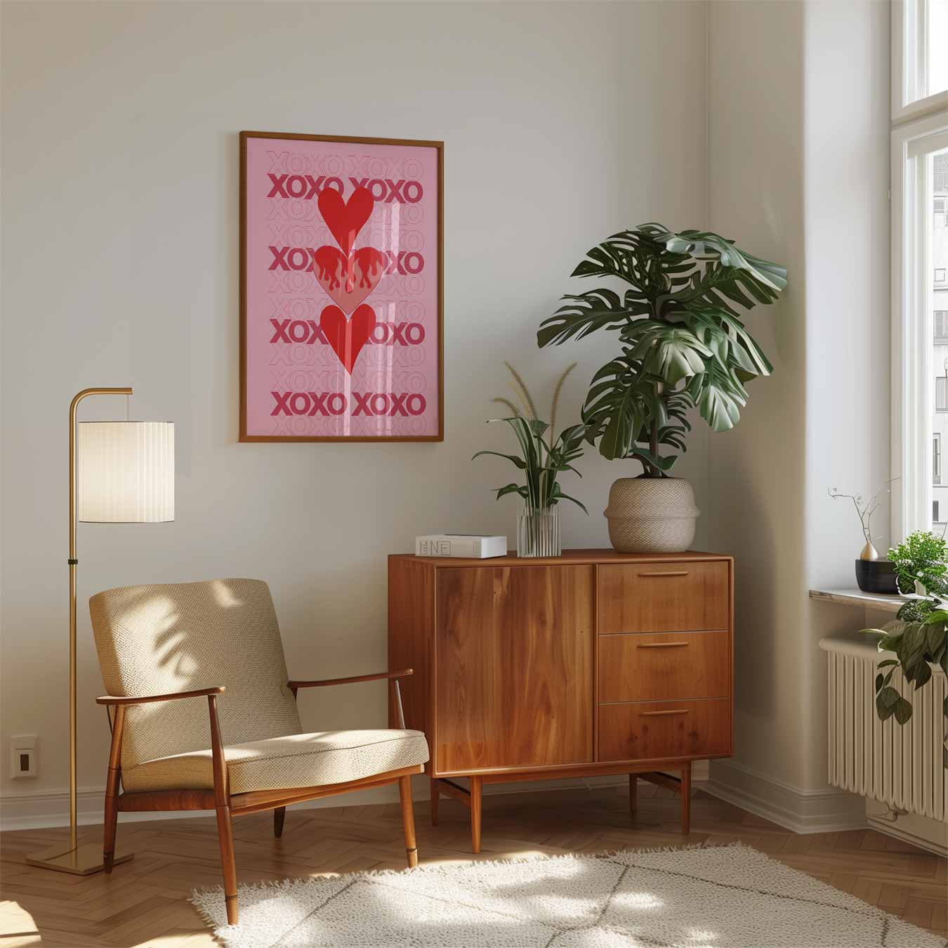Liefdevolle XOXO Hartjes Poster-WallArtistic