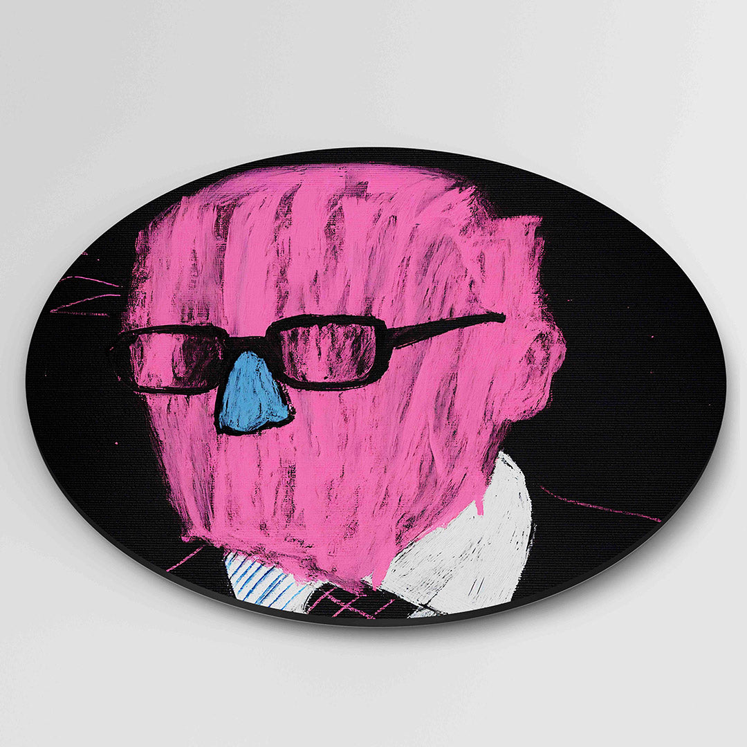 Roze figuur met bril Muurcirkel